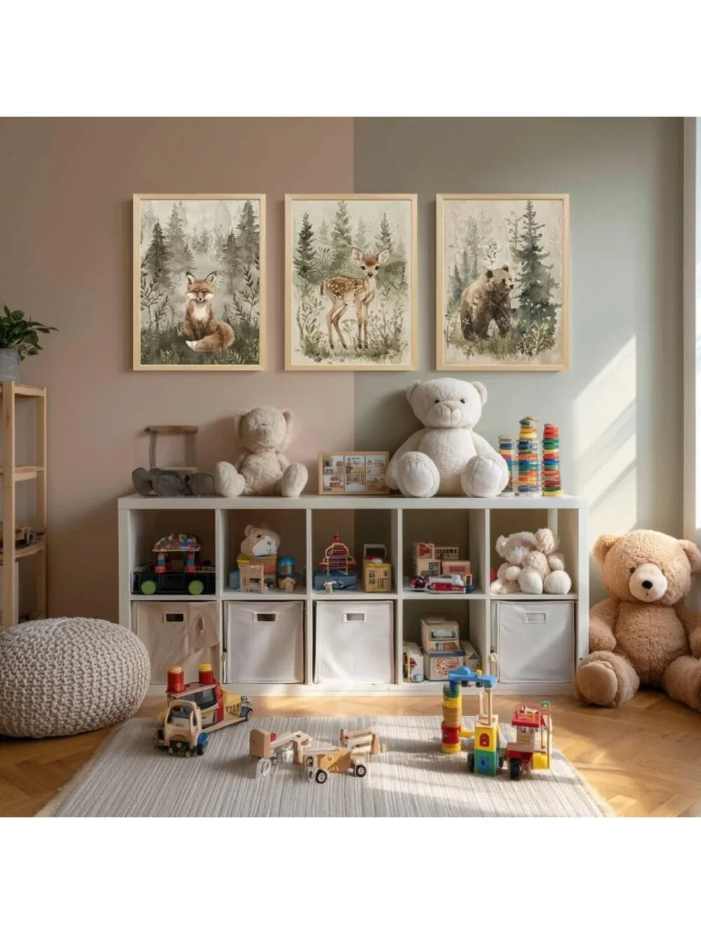 Woodland Animal Nursery Wall Art - Cute Fox, Bear & Deer Decor for Baby Room